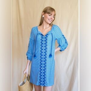 Cabana Life Coverluxe Tassel Tunic Blue Womens M Beach Cover Up Nylon